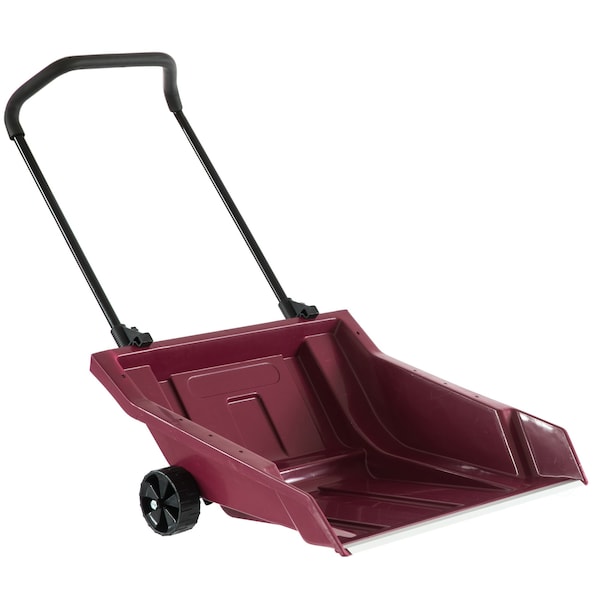 Gardenised Heavy Duty Snow Rolling Remover with Wheels and Wide Blade, Red QI004205 - main